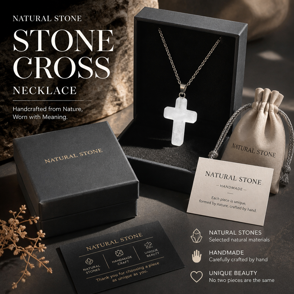 ✝️✨Handmade Natural Stone Cross Pendant 🎁Buy 3 Get Extra 10% OFF