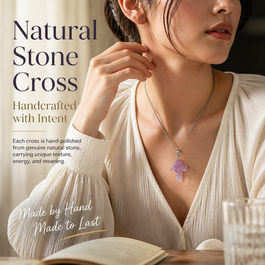 ✝️✨Handmade Natural Stone Cross Pendant 🎁Buy 3 Get Extra 10% OFF