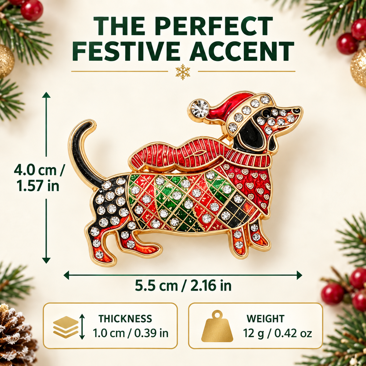 🔥Last Day Promotion - 49% OFF🎄🐾Christmas Dachshund Brooch for Doxie Lovers