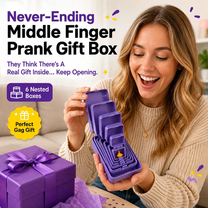 🖕Nested Middle Finger Prank Gift Box, 6-Layer Never Ending Surprise Gag Box