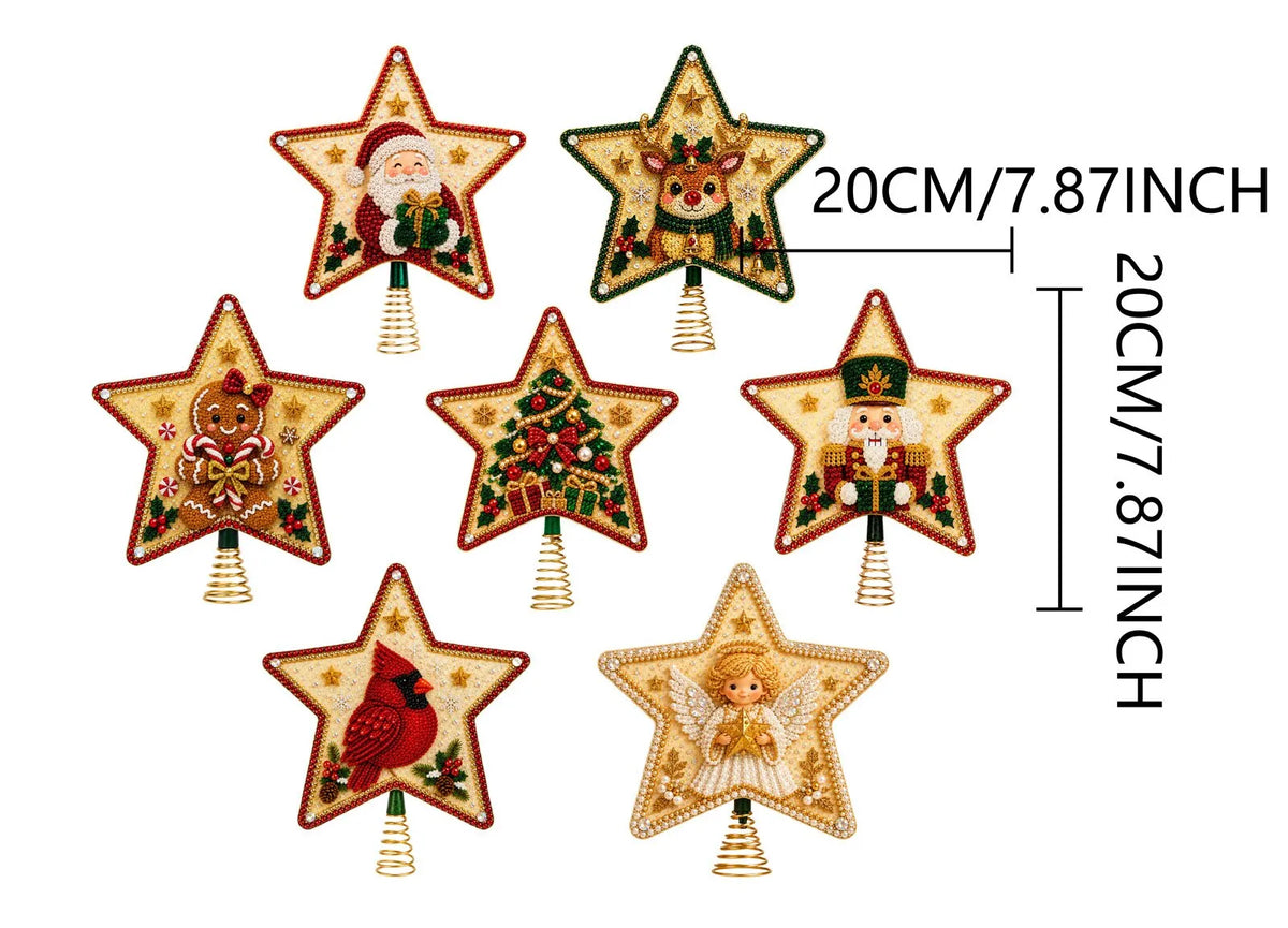 🔥Last Day Promotion - 49% OFF🎄DIY Five-Pointed Star Diamond Painting Christmas Tree Topper