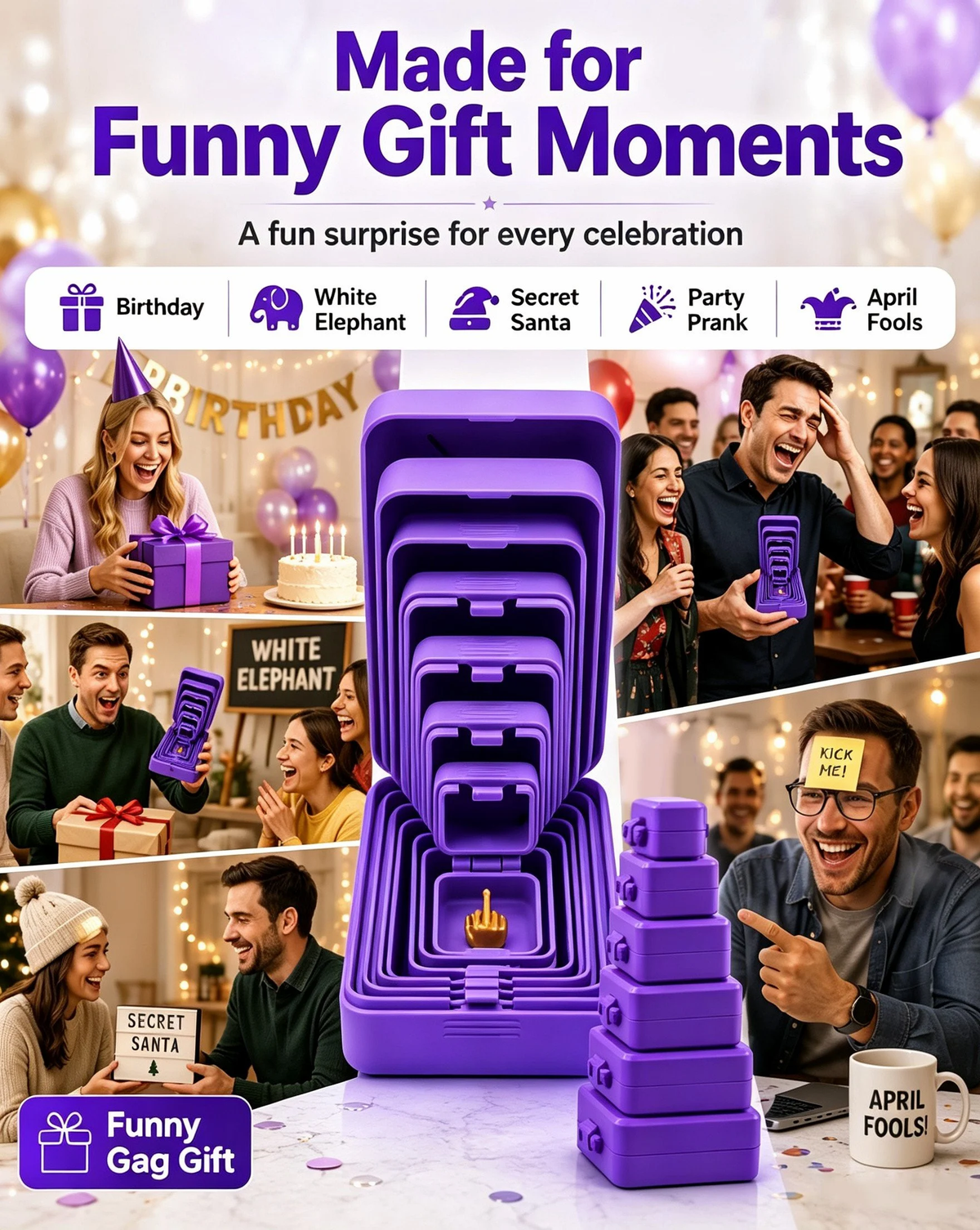🖕Nested Middle Finger Prank Gift Box, 6-Layer Never Ending Surprise Gag Box