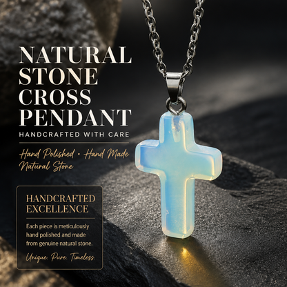 ✝️✨Handmade Natural Stone Cross Pendant 🎁Buy 3 Get Extra 10% OFF