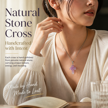 ✝️✨Handmade Natural Stone Cross Pendant 🎁Buy 3 Get Extra 10% OFF