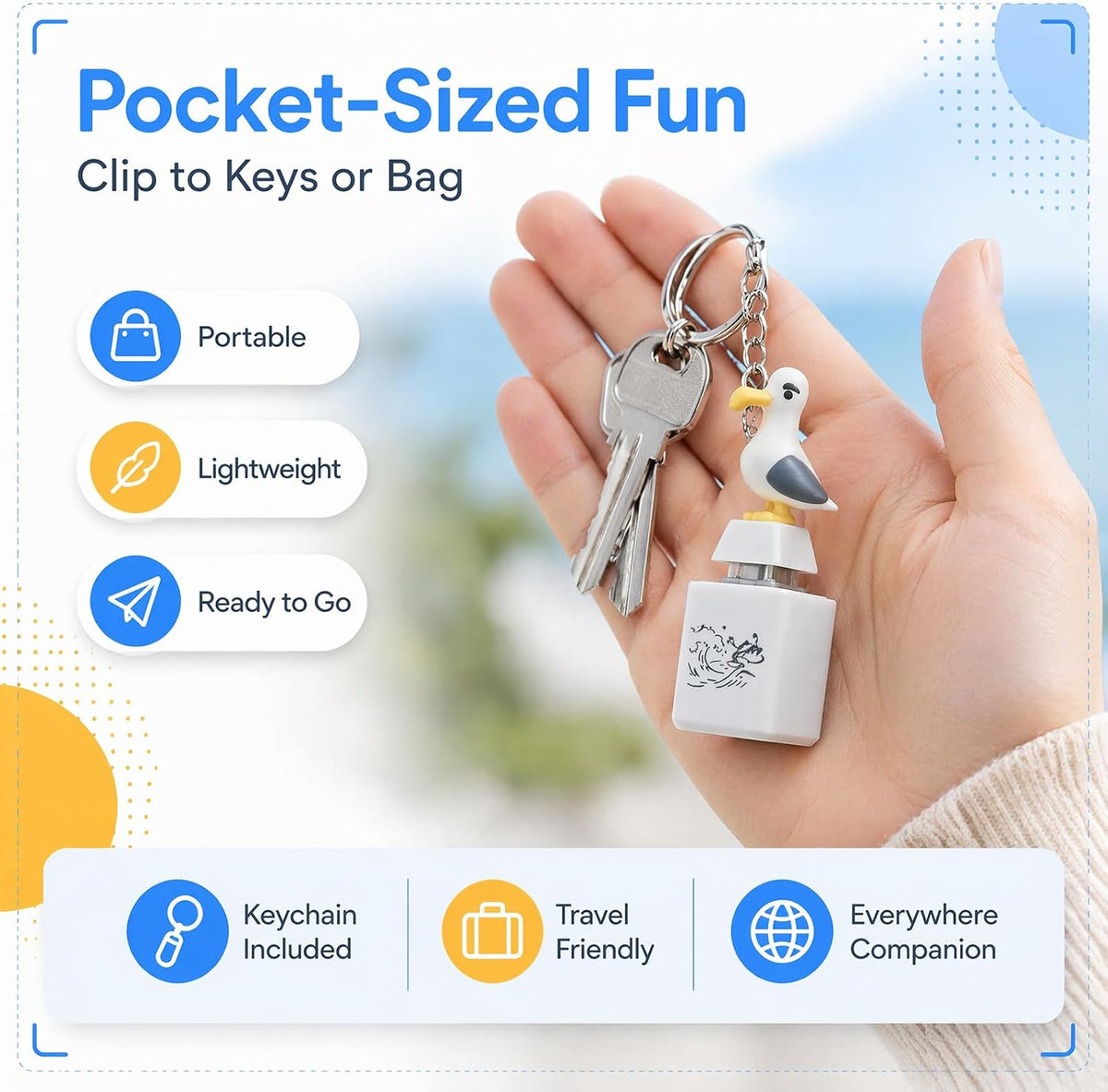 🔥Last Day Sale 49% OFF🎁 Seagull MINE! Button Keychain-Real Sound & LED Light