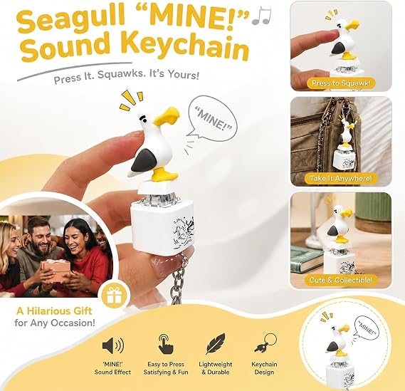 🔥Last Day Sale 49% OFF🎁 Seagull MINE! Button Keychain-Real Sound & LED Light