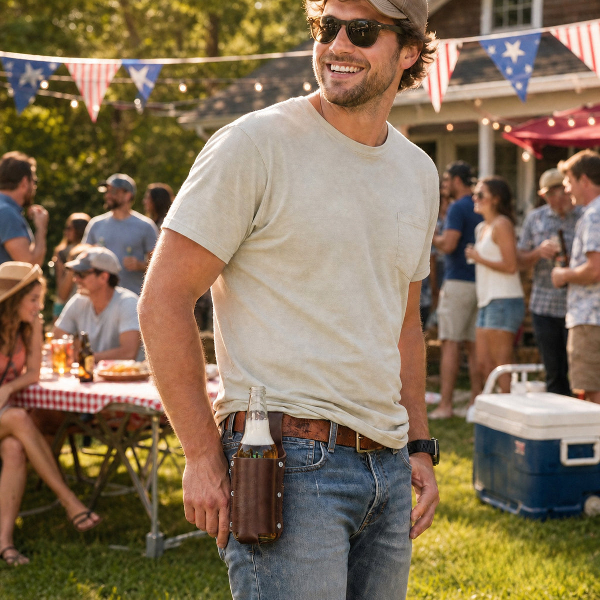 🍺PortaBeer Belt Beer Bottle Leather Holster – 🥩Hands-Free Drink Waist Holder - Buy 3 get 20% OFF