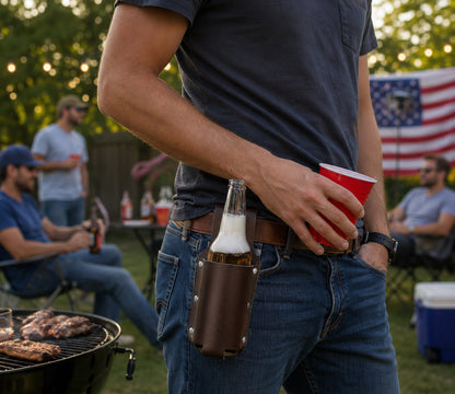 🍺PortaBeer Belt Beer Bottle Leather Holster – 🥩Hands-Free Drink Waist Holder - Buy 3 get 20% OFF