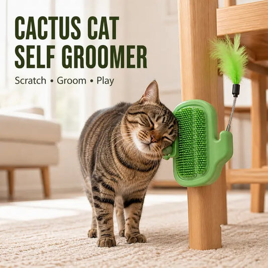 🔥Last Day Promotion - 49% OFF🎁 3-in-1 Cat Corner Groomer – Scratcher, Massage Brush & Catnip Toy