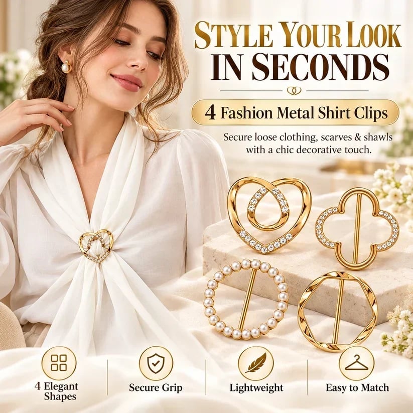 🔥Last Day Promotion - 49% OFF🎁 Women's Metal Shirt Clips – Round & Heart Designs for Loose Clothing