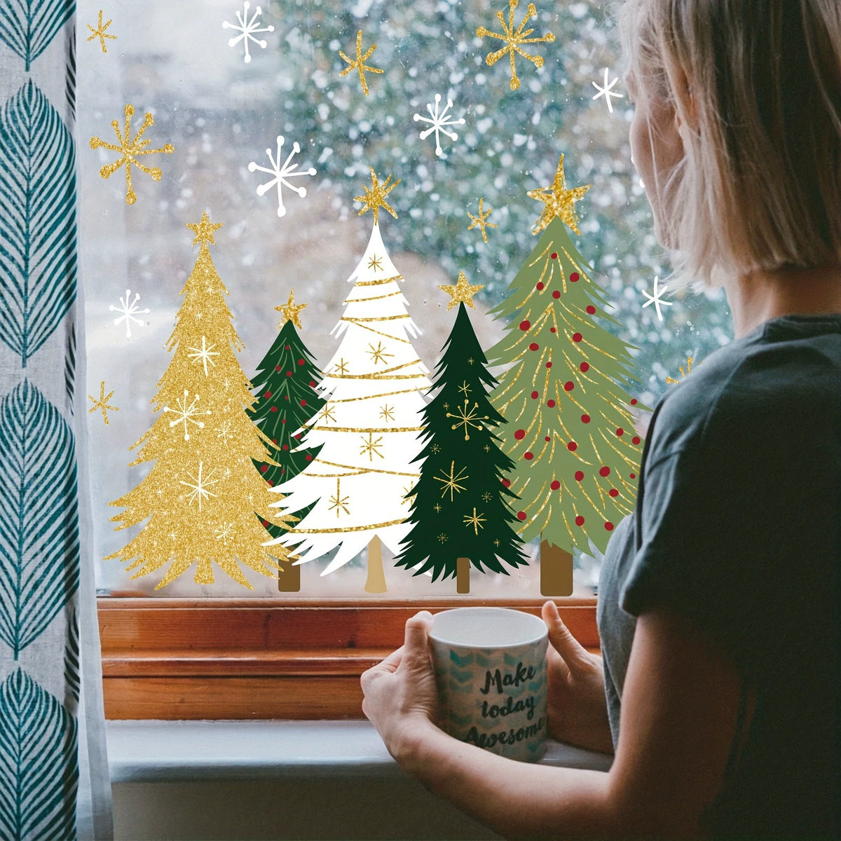 🔥Last Day Promotion - 49% OFF🎁 Christmas Pine Tree Static Cling Window Sticker