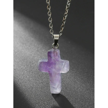 ✝️✨Handmade Natural Stone Cross Pendant 🎁Buy 3 Get Extra 10% OFF