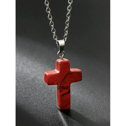 ✝️✨Handmade Natural Stone Cross Pendant 🎁Buy 3 Get Extra 10% OFF