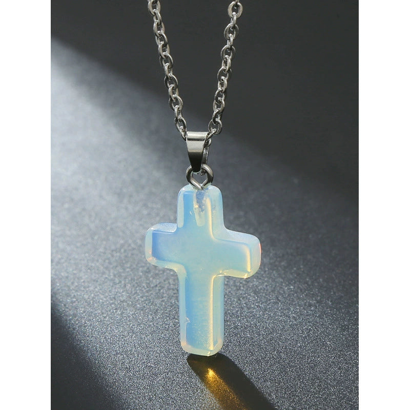✝️✨Handmade Natural Stone Cross Pendant 🎁Buy 3 Get Extra 10% OFF