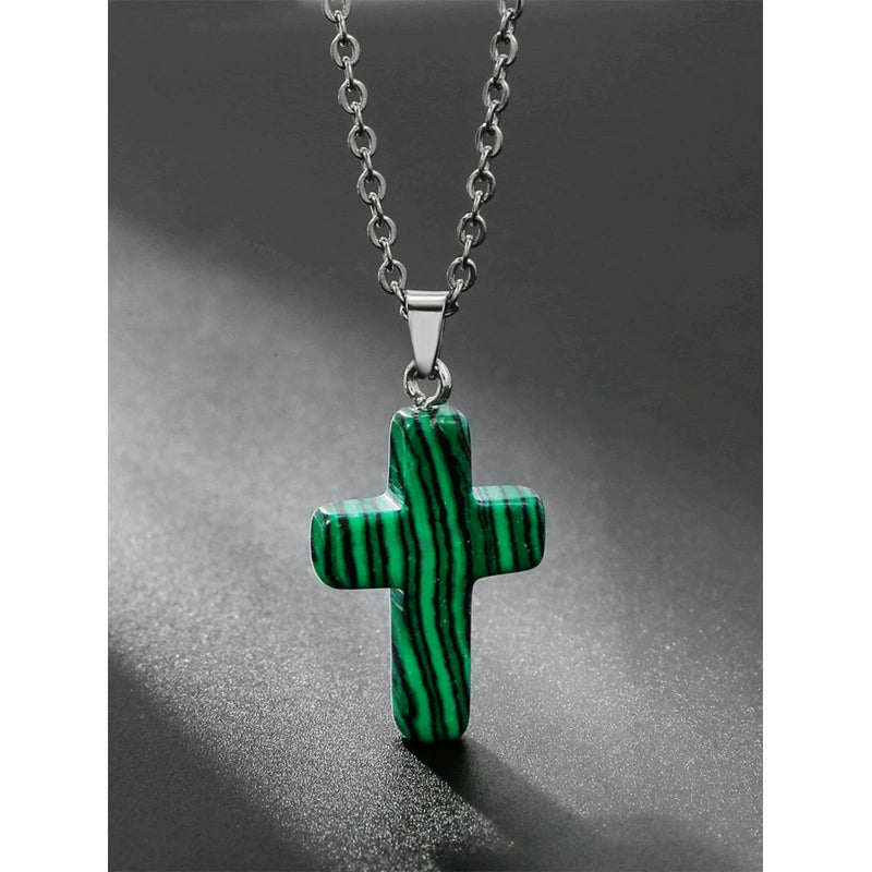 ✝️✨Handmade Natural Stone Cross Pendant 🎁Buy 3 Get Extra 10% OFF