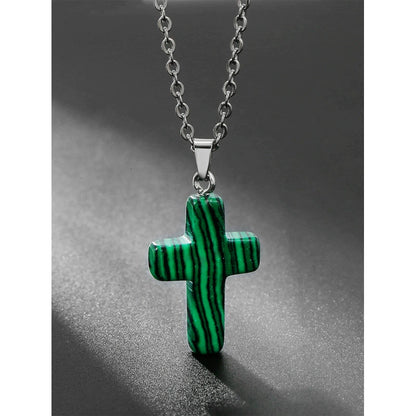 ✝️✨Handmade Natural Stone Cross Pendant 🎁Buy 3 Get Extra 10% OFF