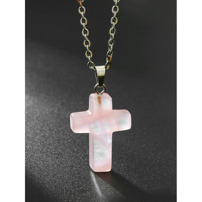 ✝️✨Handmade Natural Stone Cross Pendant 🎁Buy 3 Get Extra 10% OFF