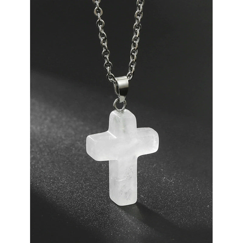 ✝️✨Handmade Natural Stone Cross Pendant 🎁Buy 3 Get Extra 10% OFF