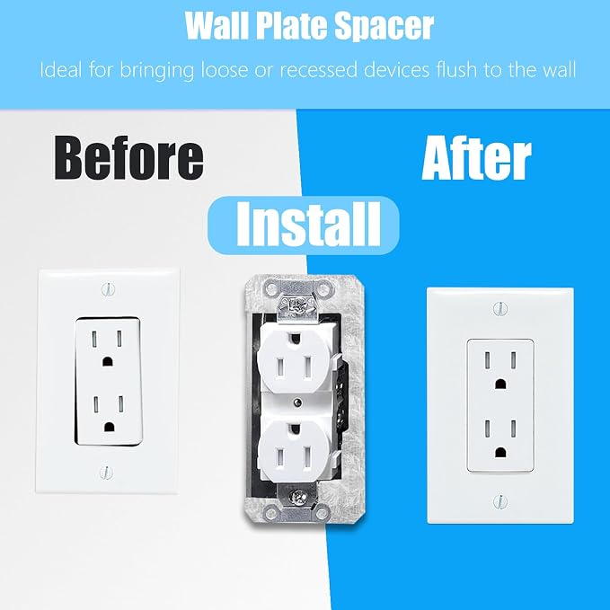 🔥Last Day Promotion - 49% OFF🔥Wall Plate Spacers (Metal) – For Wall Outlet Repair and Securing Loose Outlets