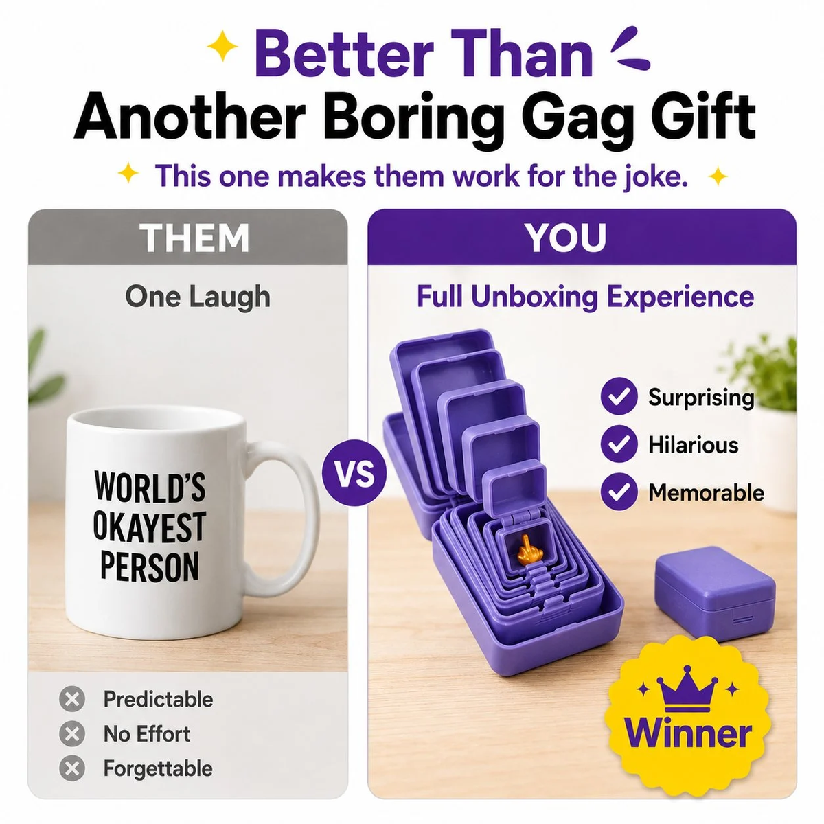 🖕Nested Middle Finger Prank Gift Box, 6-Layer Never Ending Surprise Gag Box