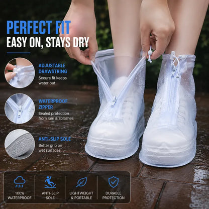 🔥Last Day Sale - 49% OFF🎁Waterproof Shoe Covers with Zipper & Adjustable Drawstring