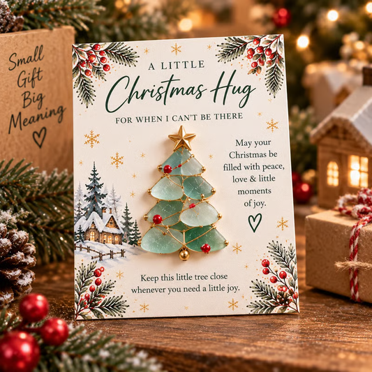 🔥Last Day Promotion - 49% OFF🎁A Little Christmas Hug Sea Glass Keepsake Card – Handmade Holiday Gift🎄
